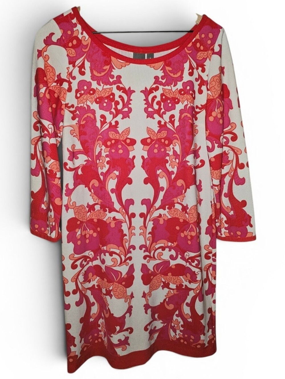 MUSE White Pink Trim Mirrored Bodycon Dress - Size 8